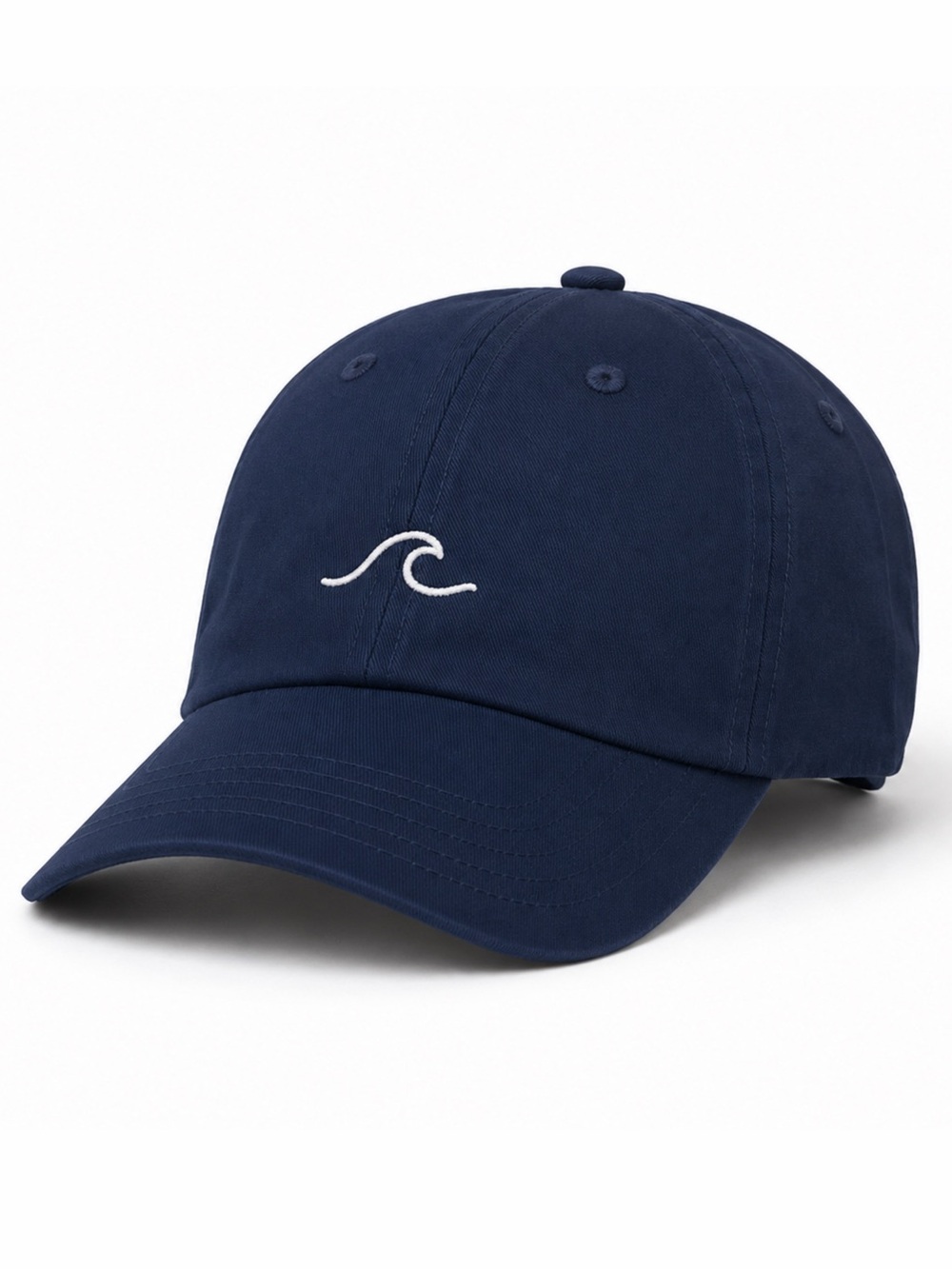 🌊 Navy Wave Embroidered Dad Hat Minimal Coastal Adjustable Cap Unisex Aesthetic